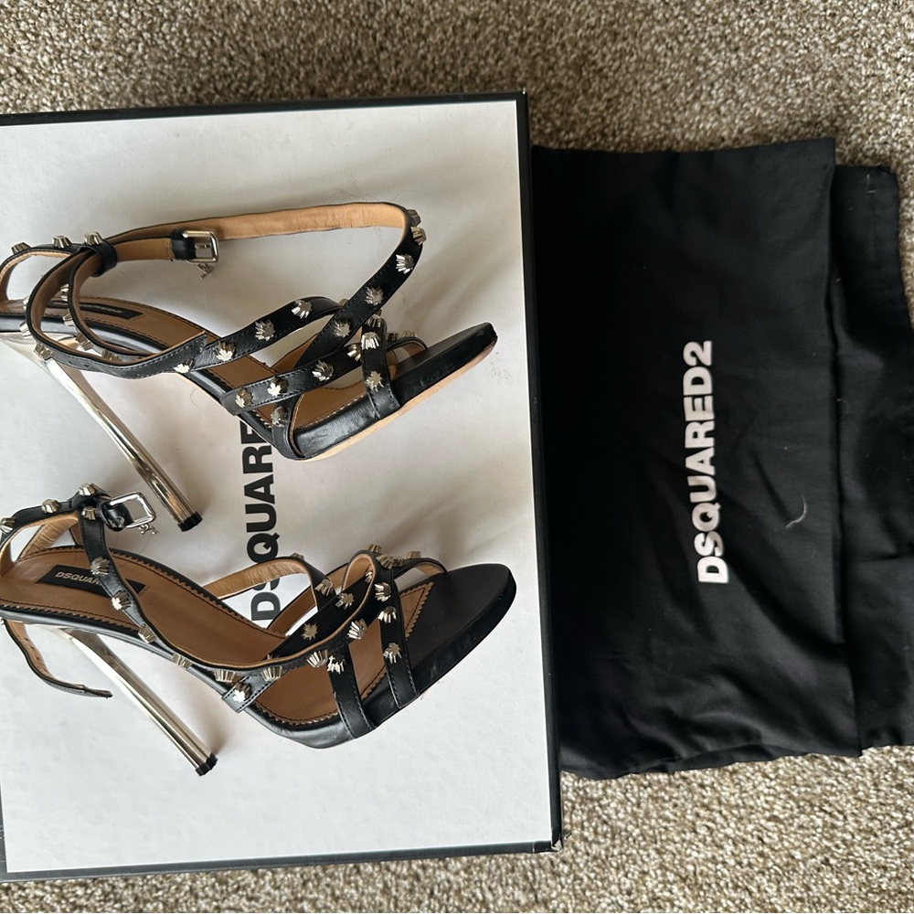 DSQUARED2 Black and Silver Embellished Heels